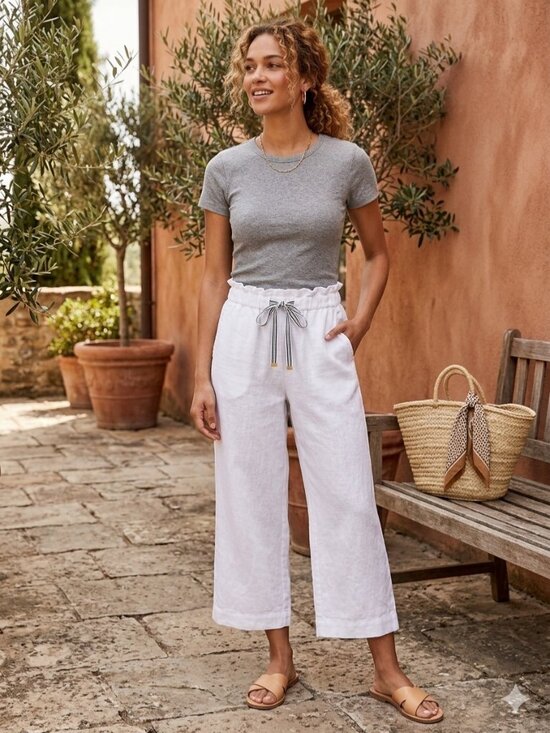 1901 Pants - 1901 Linen Blend Lined Pants White Size M Beach Coastal Minimalist Vacation Cute